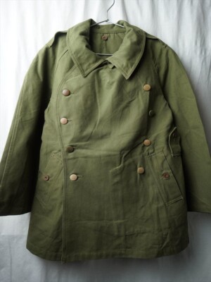 French Army M-38 Men's Motorcycle Coat M Size Olive Green Color