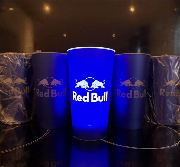 1 X Red Bull cup illuminated battery power light up plastic