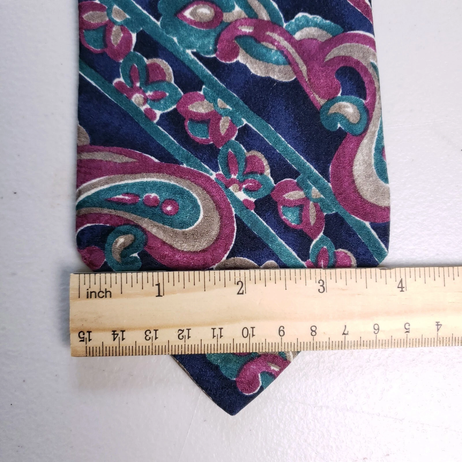 Villa Bugatti Tie Paisley Floral Bold Striped Pattern Blue Pink Classic image 5