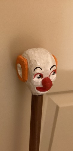 Vintage Hand Carved CLOWN Head Handle Wooden Walking Cane Handmade Walking Stick - Picture 8 of 12