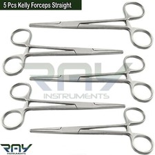 5 Pcs Hemostatic Kelly Forceps Straight Artery Clamp Surgical Locking Pliers