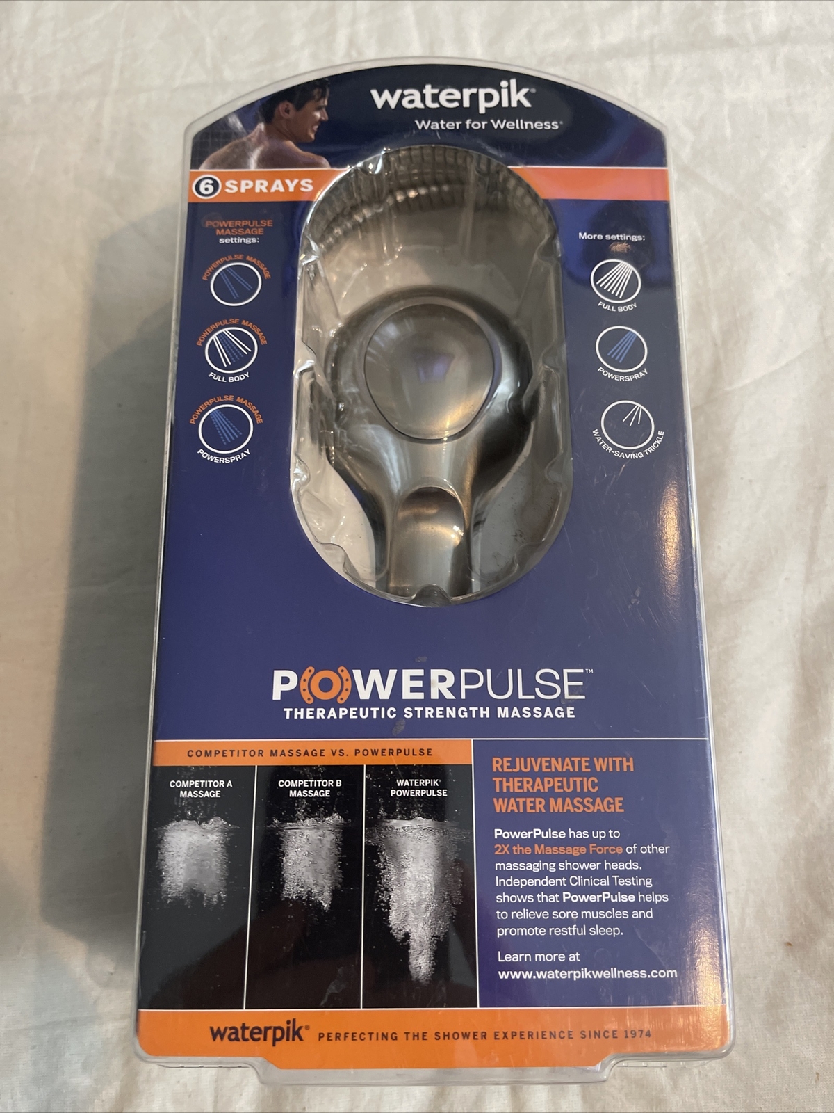 Waterpik PowerPulse 6スプレー ハンドヘルドシャワーヘッドXAU643E 2倍強度マッサージ International Society of Hypertension