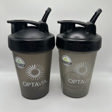 (2) Optavia Black 20 Oz Blender Protein Shaker Bottle - Preowned