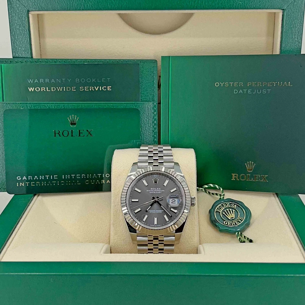 Rolex Datejust 41mm Slate Stick Dial Jubilee Fluted 126334