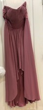 Bari Jay Formal Gown Size 18 Mauve Back Zip Long Asymmetrical Hem Prom F43