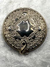 Vintage Silver Tone Compact Textured Refillable