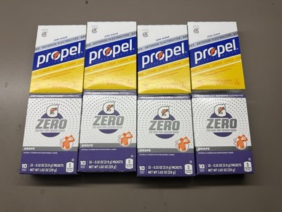 4X New Propel Lemon Powder/Gatorade Grape Zero Sugar Electrolyte 10ct Boxes 9/25
