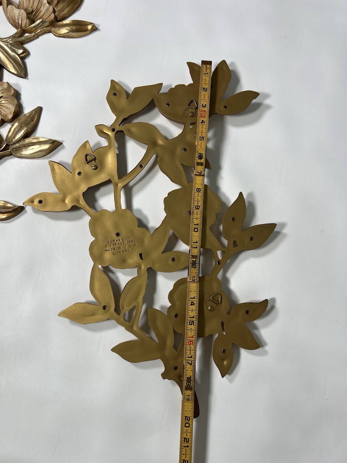 Vintage Syroco dogwood branches floral 2 Wall décor  R & L 1960’s USA MCM GOLD
