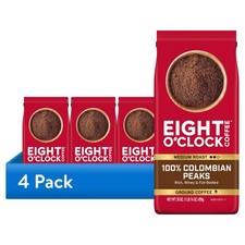 4 pack Eight O'Clock Coffee Medium Roast Ground 100 Colombian Peaks Coffee 30oz