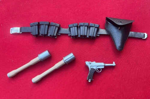 HASBRO 1966  GIJOE SOTW German ammo belt, Holster, luger and Grenades---MINT!!