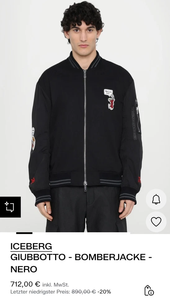 Iceberg Giubbotto Bomberjacke Nero - Bild 1 von 4
