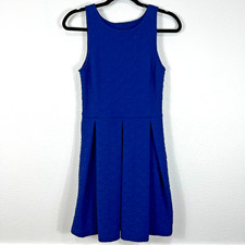 Frenchi Sleeveless Fit Flare Dress Women's S Blue Textured