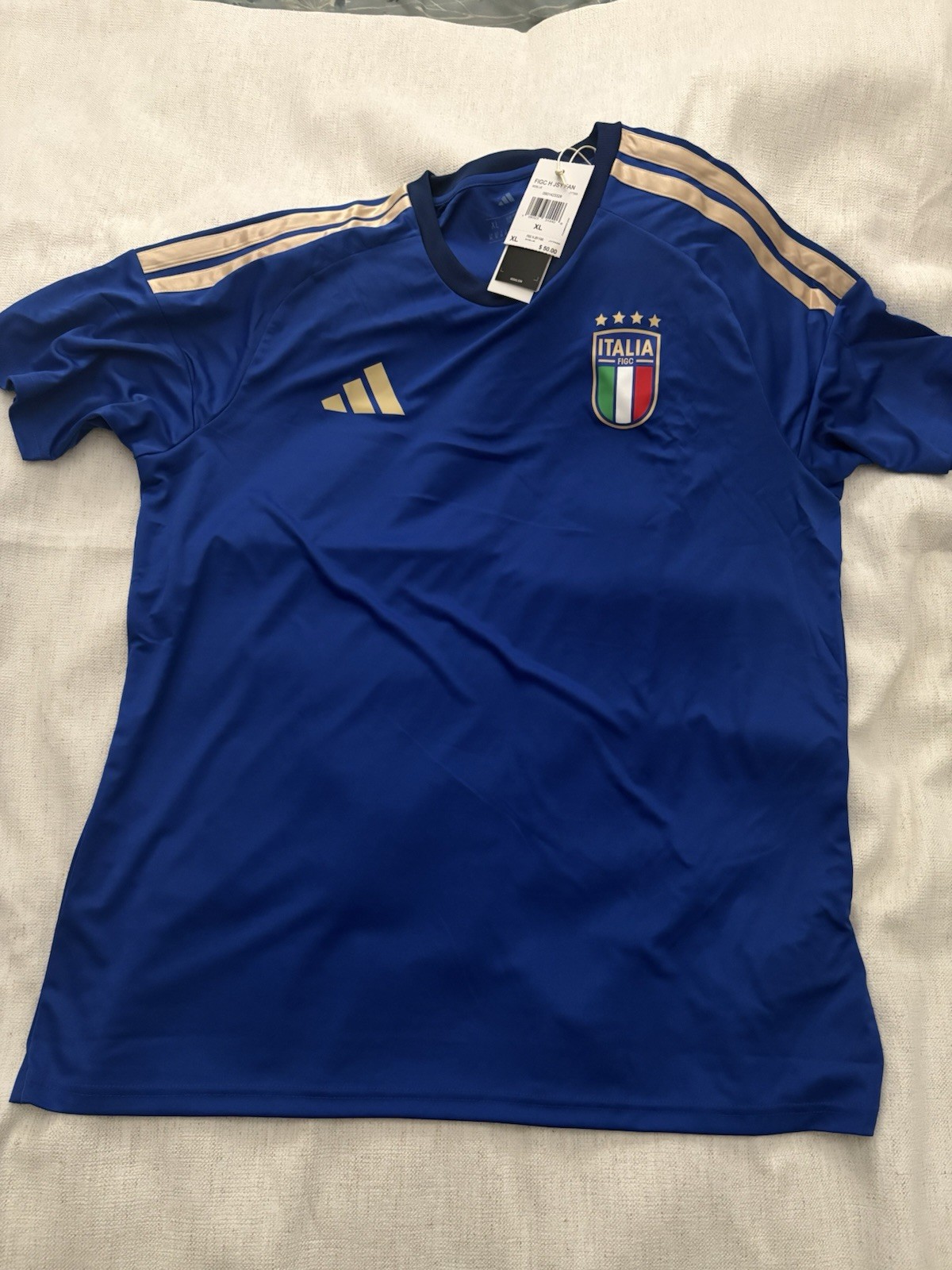 adidas Italy National Team FIGC Soccer Jersey Shirt Blue/Gold Size XL