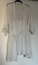 Oscar de la Renta Floral White Chemise Lingerie Night Slip & Robe