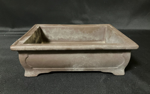 Japanese Bonsai Pot Rectangular Unglazed Brown Medium Signed Vintage