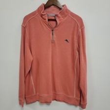 Tommy Bahama Mens Tobago Bay 1/4 Zip Pullover Size L Coral Preppy Golf Coastal