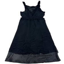 Nicole by Nicole Miller Black 100% Silk Beaded Smocked Empire Waist Dress Size 8
