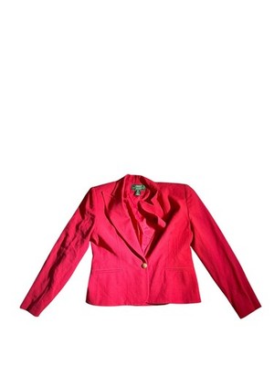 Lauren Ralph Lauren Women's Red Worsted Wool Blazer Jacket