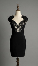 Celeb Boutique Black Pencil Dress Beaded Size Small