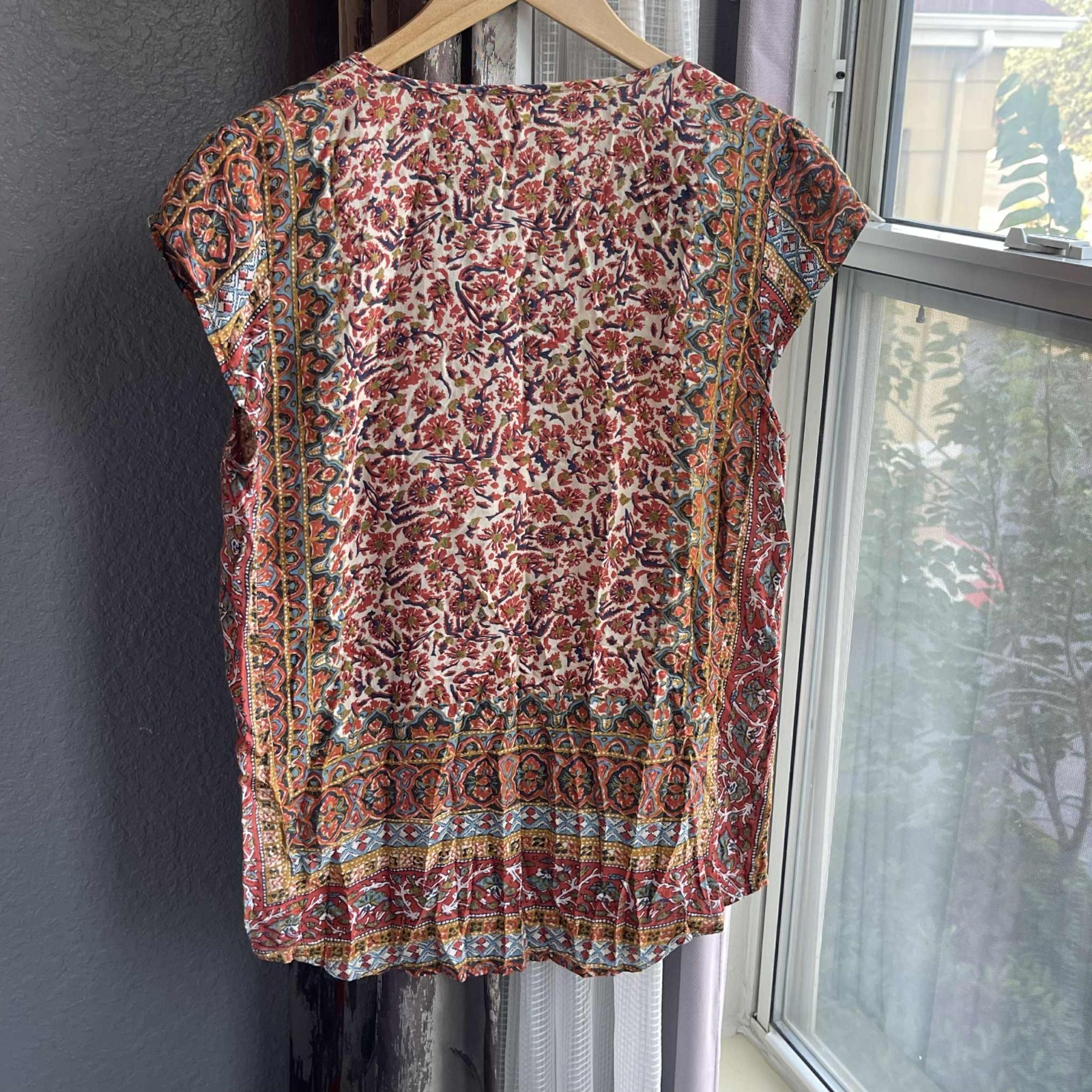 Lucky Brand Multi Colored Patterned Blouse Size M… - image 2