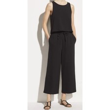 Vince Cropped Wide Leg Pant in Black Women's Large loungewear Relaxed Fit