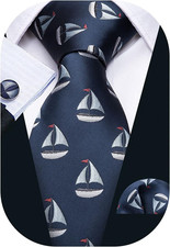 Fun Animal Ties for Men Designer Handkerchief Cufflink WOVEN Casual Necktie Set