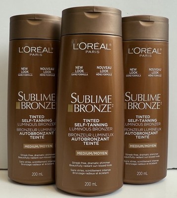 3 X L'Oreal Paris Sublime Tinted Self-Tanning Lotion Luminous Bronzer MEDIUM 6oz