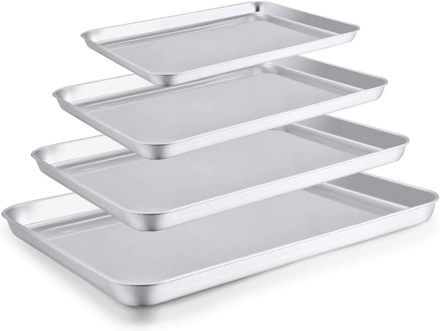Baking Sheet Set of 4 16/12.5/10/9.3 Inch Stainless Steel Baking Pan Tray Cookie