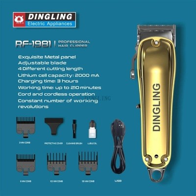 DinglingRF-1981 Professional Hair Clipper Metal Panel, Corded &Cordless Recharge