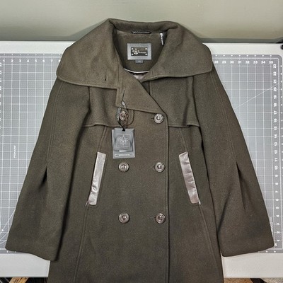 Mackage Presscott Coat Womens Large NWT Caped Peacoat Brown Wool Cashmere Canada