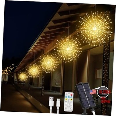 Solar Christmas Firework Lights Outdoor, 5 Pack 1000LED Solar 5 In 1 Warm White