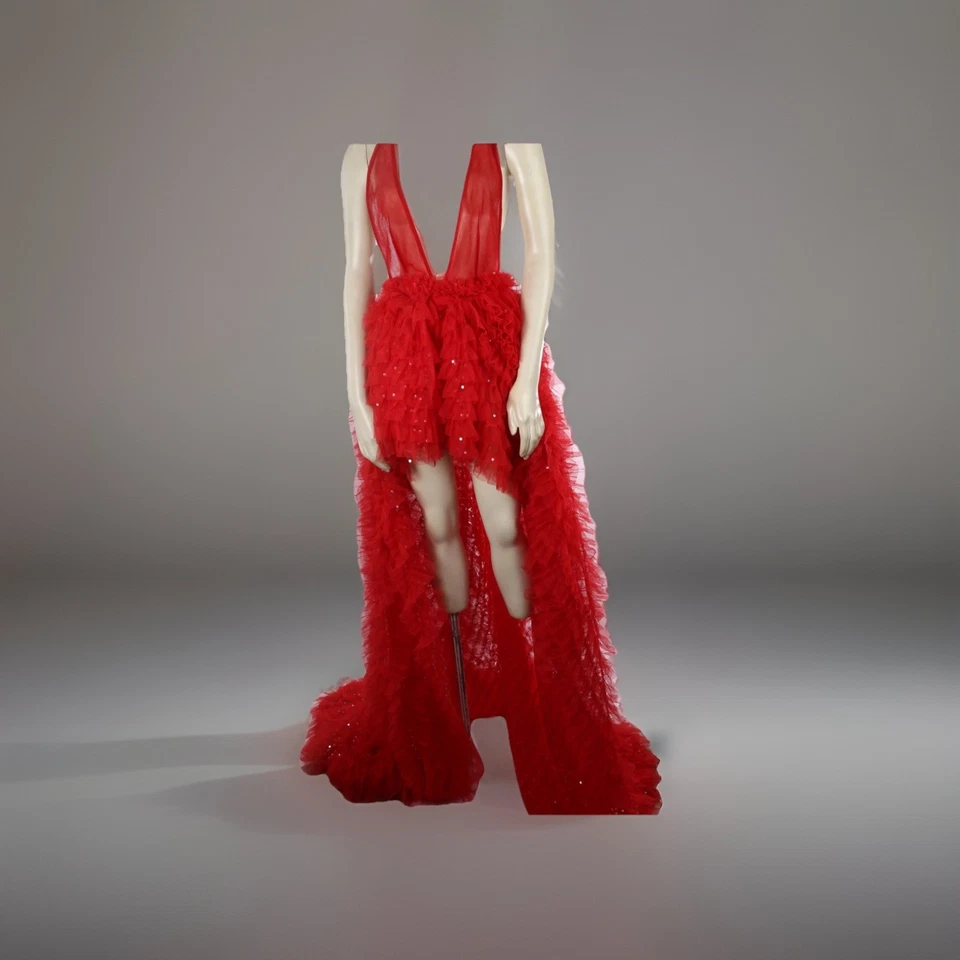 BRONX & BANCO Red Lace Maxi Dress Sleeveless Gown Size 2 Formal Evening - Image 4 of 4