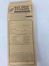 Key Drop Envelopes After Hours Auto Service 4.125”x9.5” Secure Seal 70 Pcs