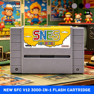 New SFC V12 3000-In-1 SNES Flash Cartridge with 8GB TF Card for SFC/SNES 16-Bit 