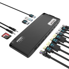 DisplayLink Docking Station Dual 5K Display USB-C Dock 100W Charging Gigabit LAN