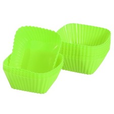 18Pcs Silicone Cupcake Baking Cups 2.8" Square Muffins Liners Green