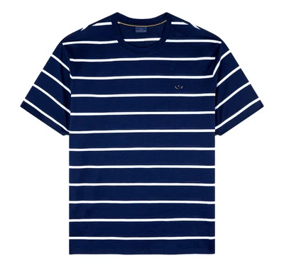 T-Shirt Paul Shark Homme En Coton À Rayures 25411018 Couleur Bleu - Photo 1/4