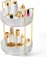 360-Degree Rotating Makeup Organizer with Adjustable Perfume Storage, Clear