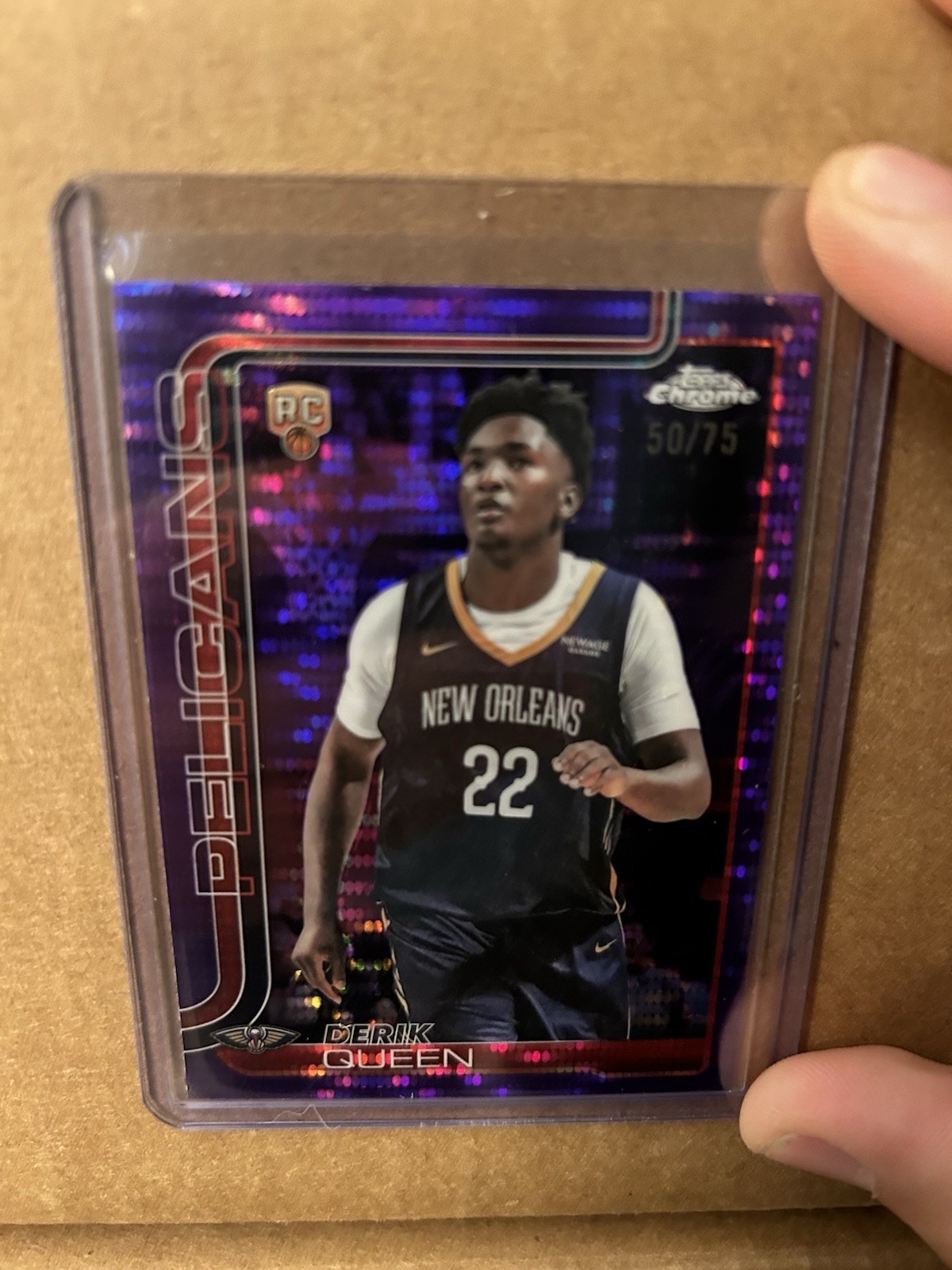 2025-26 DERIK QUEEN Topps Chrome Purple Pulsar Refractor Rookie RC #263, #/75