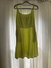Old Navy Lime Green Midi Dress size size medium tall linen blend neon summer