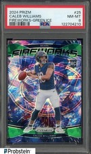 2024 Panini Green Ice Prizm Fireworks #25 Caleb Williams Bears RC Rookie PSA 8