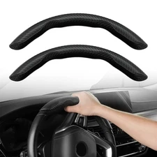 2x Carbon Fiber Universal Car Steering Wheel Booster Cover Non-Slip Accessories