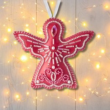 Bead embroidery kit on artificial leather Angel Christmas Ornament FLBB-132