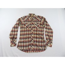 Pilgrim Westerner Pearl Snap Shirt Beige Black Rust Plaid Sz 15L 1950s/60s