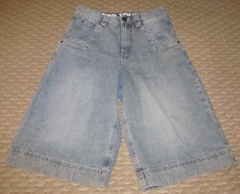 A.LAB Ether Blue Baggy Cargo Jeans "Expand Your Mind" Waistband Size 0 Skater