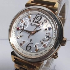 Seiko Lukia Limited Edition Pink Gold Stone Solar Radio Wave wrist 15cm