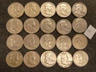 20 pc Franklin Half Dollar 90% Silver $10 face lot 12 ships FREE