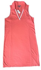 T by Talbots Dress Women Size XS Coral Orange Tennis UPF 50 Sleeveless Collar