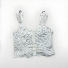 Vintage Gitano Cropped Tank Top White Button Front Womens Size M 80s