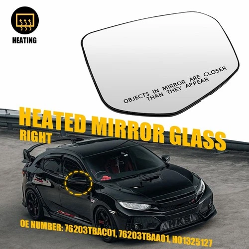 Side Mirror Glass for 2016-2021 HONDA CIVIC Heated Passenger Right Side Rearview